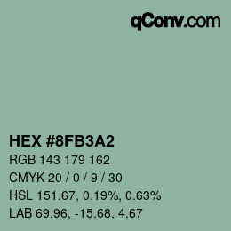 颜色代码: HEX #8FB3A2 | qconv.com
