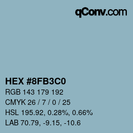 Color code: HEX #8FB3C0 | qconv.com