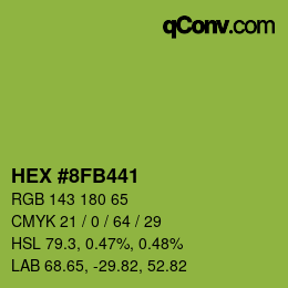 颜色代码: HEX #8FB441 | qconv.com