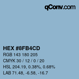 Código de color: HEX #8FB4CD | qconv.com