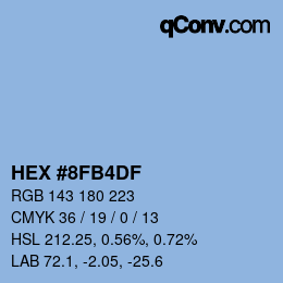 Color code: HEX #8FB4DF | qconv.com