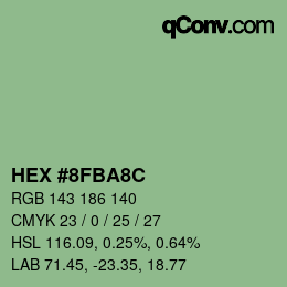 カラーコード: HEX #8FBA8C | qconv.com