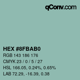 Color code: HEX #8FBAB0 | qconv.com
