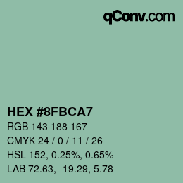 カラーコード: HEX #8FBCA7 | qconv.com