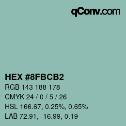 Color code: HEX #8FBCB2 | qconv.com