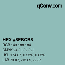 Color code: HEX #8FBCB8 | qconv.com