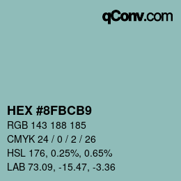 Color code: HEX #8FBCB9 | qconv.com