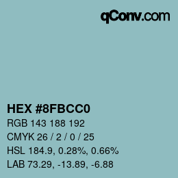 Color code: HEX #8FBCC0 | qconv.com