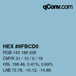 カラーコード: HEX #8FBCD0 | qconv.com