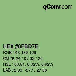 Color code: HEX #8FBD7E | qconv.com