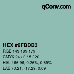 Color code: HEX #8FBDB3 | qconv.com