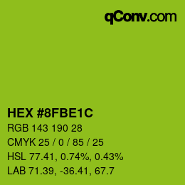 Color code: HEX #8FBE1C | qconv.com