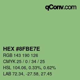 カラーコード: HEX #8FBE7E | qconv.com