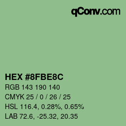 Color code: HEX #8FBE8C | qconv.com