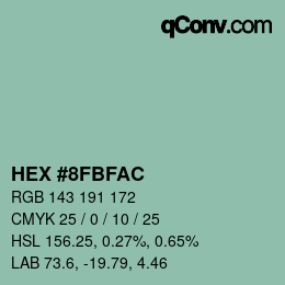 Color code: HEX #8FBFAC | qconv.com
