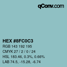Farbcode: HEX #8FC0C3 | qconv.com
