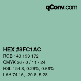 Color code: HEX #8FC1AC | qconv.com