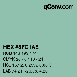 カラーコード: HEX #8FC1AE | qconv.com