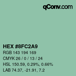 颜色代码: HEX #8FC2A9 | qconv.com