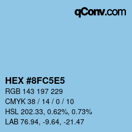 カラーコード: HEX #8FC5E5 | qconv.com