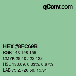 Color code: HEX #8FC69B | qconv.com