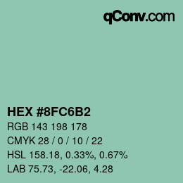 カラーコード: HEX #8FC6B2 | qconv.com