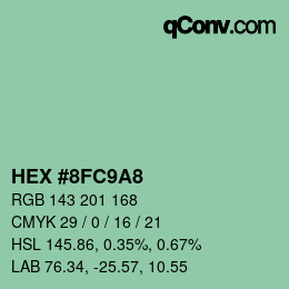 カラーコード: HEX #8FC9A8 | qconv.com