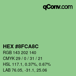 Color code: HEX #8FCA8C | qconv.com