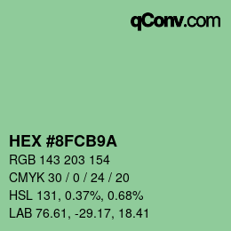 Color code: HEX #8FCB9A | qconv.com