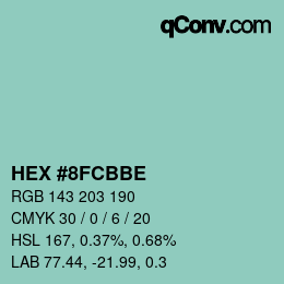 Color code: HEX #8FCBBE | qconv.com