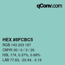 Color code: HEX #8FCBC5 | qconv.com