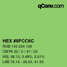 Color code: HEX #8FCC6C | qconv.com