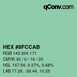 颜色代码: HEX #8FCCAB | qconv.com