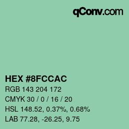 颜色代码: HEX #8FCCAC | qconv.com