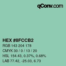 颜色代码: HEX #8FCCB2 | qconv.com