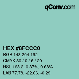 Color code: HEX #8FCCC0 | qconv.com