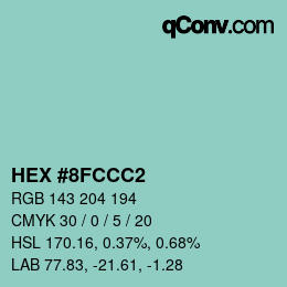 Color code: HEX #8FCCC2 | qconv.com