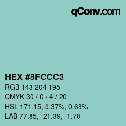 颜色代码: HEX #8FCCC3 | qconv.com