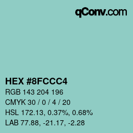 颜色代码: HEX #8FCCC4 | qconv.com
