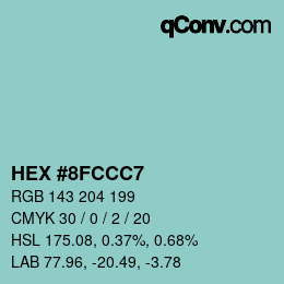 颜色代码: HEX #8FCCC7 | qconv.com