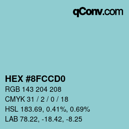 カラーコード: HEX #8FCCD0 | qconv.com