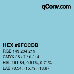 颜色代码: HEX #8FCCDB | qconv.com