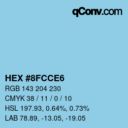 Farbcode: HEX #8FCCE6 | qconv.com