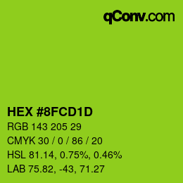 Color code: HEX #8FCD1D | qconv.com