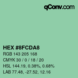 颜色代码: HEX #8FCDA8 | qconv.com