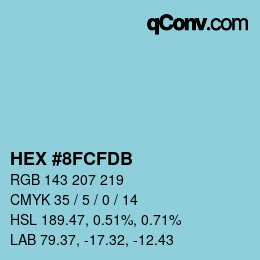 カラーコード: HEX #8FCFDB | qconv.com