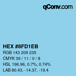 Color code: HEX #8FD1EB | qconv.com