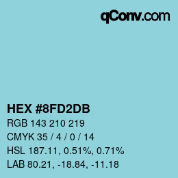 颜色代码: HEX #8FD2DB | qconv.com