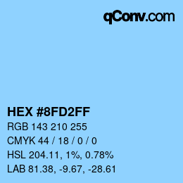 カラーコード: HEX #8FD2FF | qconv.com