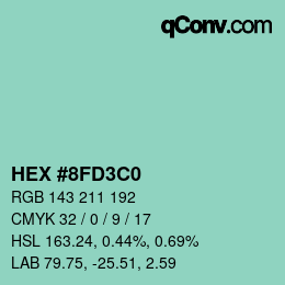カラーコード: HEX #8FD3C0 | qconv.com